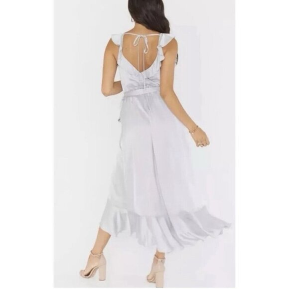 NEW Show Me Your Mumu Womens Samantha Ruffled A Line Wrap Dress Silver Luxe XS - Picture 3 of 16